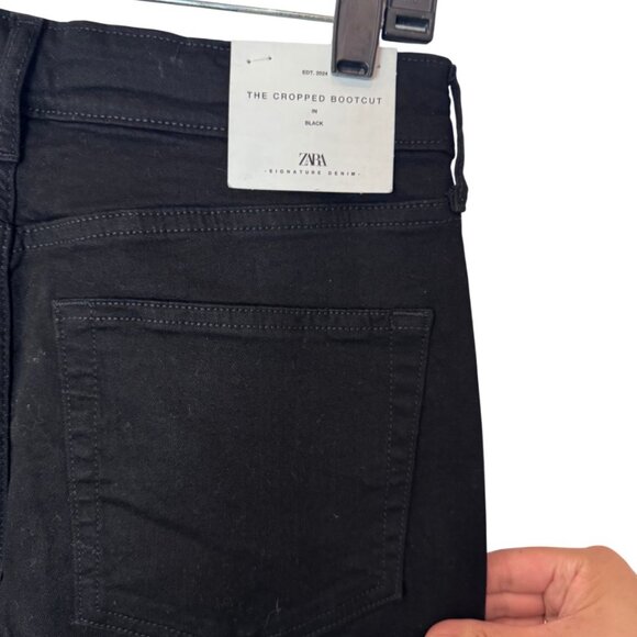 Zara black slim bootcut leg high rise jeans size 8 NWT - Picture 6 of 11
